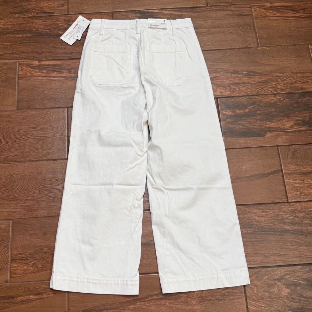 Jessica Simpson Sz 4 Cropped Wide Leg High Rise Jeans White NWT - Picture 2 of 8